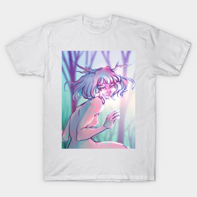 Deer Girl Art T-Shirt by Etaki